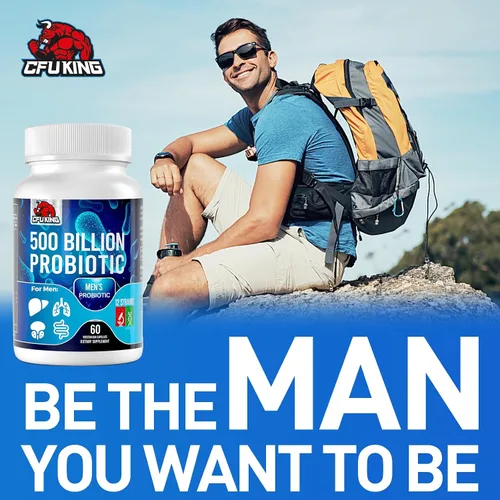 Miniatura 7 de Probióticos para hombres, 500 mil millones de UFC y 12 probióticos para hombre para la salud digestiva + 4 fibras prebióticas orgánicas