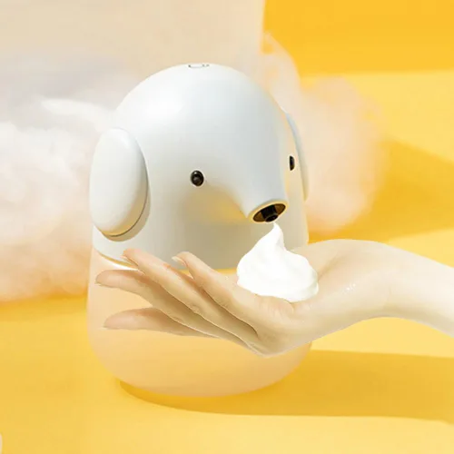 Miniatura 10 de Dispensador de jabón automático lindo - Dispensador de jabón de manos sin contacto rosa para niños, impermeable de montaje en pared USB recargable