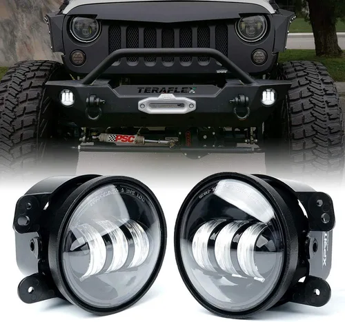 Miniatura 8 de Xprite Luz antiniebla LED ámbar de 4 pulgadas compatible con Jeep Wrangler JK Unlimited JKu 2007-2018, faros antiniebla para conducción todoterreno