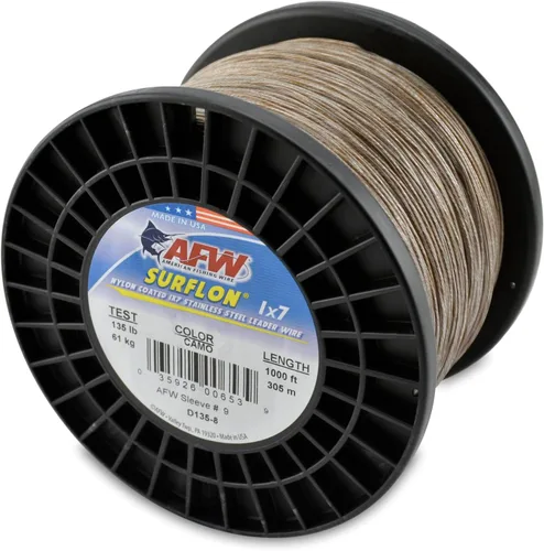 Miniatura 51 de Alambre de pesca americano Surflon recubierto de nailon 1x7 de acero inoxidable, línea líder de pesca para agua salada, prueba de 10 libras - prueba