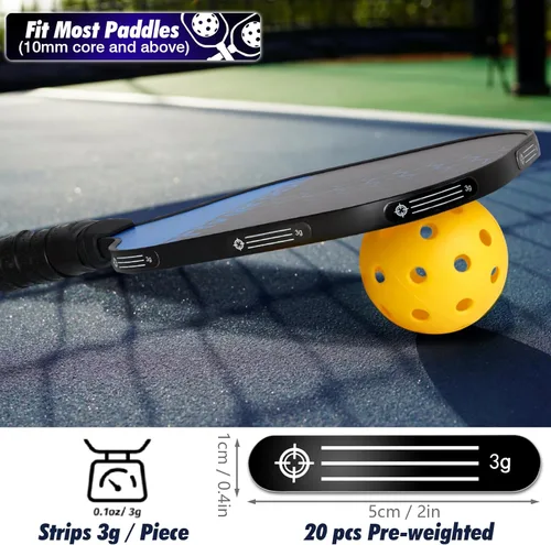Miniatura 2 de 20 piezas de cinta de plomo para pickleball - Cinta adhesiva de 3M para palas de pickleball con caja de almacenamiento, tiras adhesivas ponderadas