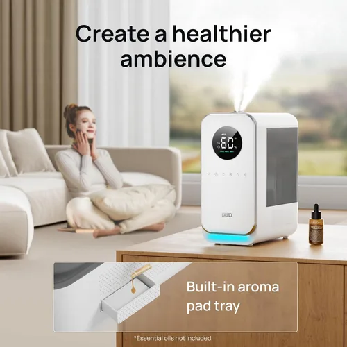 Miniatura 8 de Dreo - Humidificadores para recámara, llenado superior, inteligente, silencioso, vapor frío, difusor de aceite y luz nocturna, tiempo