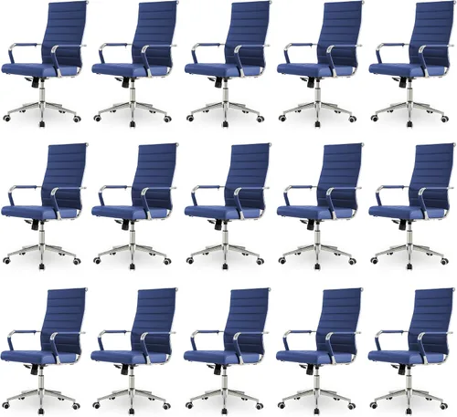 Miniatura 47 de Okeysen Office Desk Chair, Ergonomic Leather Modern Conference Room Chairs, Executive Ribbed Height Adjustable Swivel Rolling Chair for Home Office
