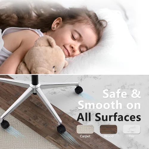 Miniatura 8 de Silla de oficina ajustable, silla de computadora ergonómica con soporte lumbar y reposacabezas, silla ejecutiva de respaldo alto con función