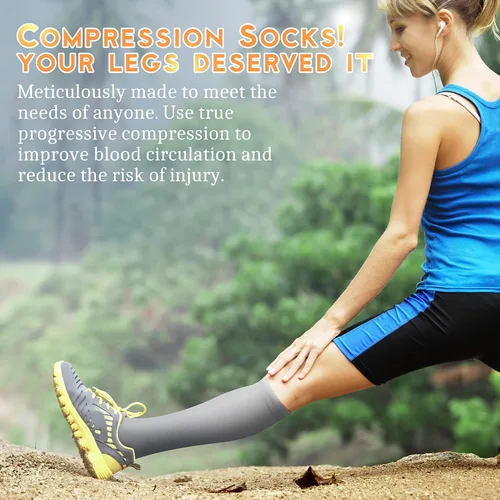 Miniatura 2 de Calcetines de compresión para mujeres y hombres de 15 a 20 mmHg mejor médico lactancia para correr atletismo venas varicosas viajes