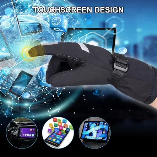 Miniatura 6 de Guantes térmicos para hombre con batería 7.4 V 4000 mAh recargable, guantes eléctricos para esquí, motocicleta, pantalla táctil, impermeable, cálido