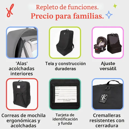 Miniatura 6 de J.L. Childress Mochila acolchada para asiento de automóvil, bolsa de viaje para asiento de automóvil para avión, funda para la mayoría de portabebés