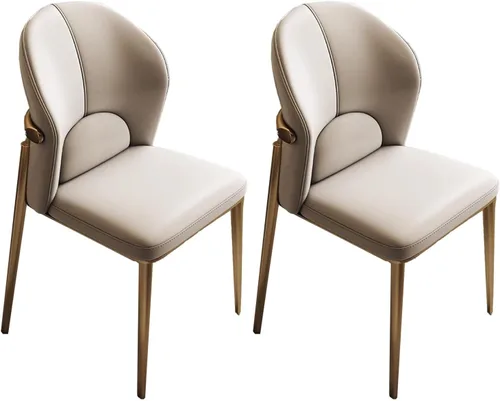 Miniatura 9 de Silla de comedor, sillas de cocina de cuero, sillas de comedor con patas de metal, silla de sala de espera para vestíbulo, sala de entrenamiento