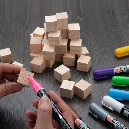 Miniatura 5 de Bloques de madera para manualidades de 1 pulgada, 50 bloques de madera en blanco para manualidades, cubos pequeños de madera maciza sin terminar