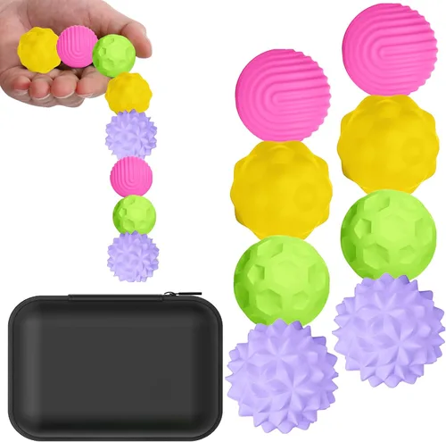 Miniatura 23 de BUSOHA Bolas Fidget de Silicona - Paquete de 4 Juguetes Fidget para Adultos Juguetes Sensoriales Pelotas Antiestrés para Adultos Adolescentes Morado