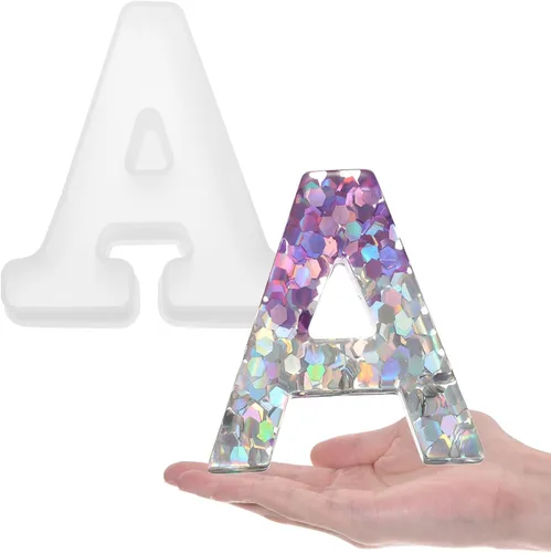 Miniatura 8 de HARFINGTON Moldeo de resina grande con letra S de 6 pulgadas, molde de silicona con alfabeto mayúscula 3D para arte de letreros de palabras