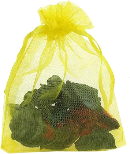 Miniatura 6 de Dealglad 100pcs Drawstring Organza bolsas de joyería caramelo para fiestas, casamientos, regalos Amarillo