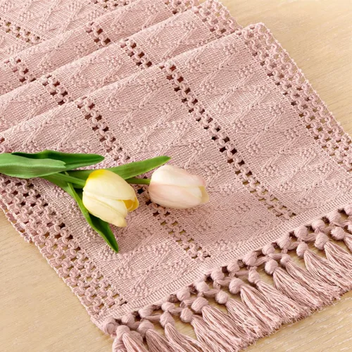 Miniatura 21 de Socomi Camino de mesa bohemio de verano rústico para comedor, cocina, centro de mesa, decoración pequeña de macramé de algodón y lino, camino