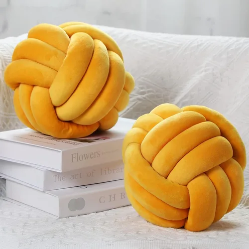 Namalu 2 bolas de almohada de nudo suave, manta redonda decorativa, almohadas de felpa anudadas suaves, cojines de bolas de relleno hechos a mano