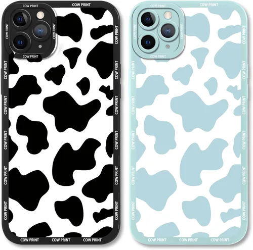 Miniatura 23 de Paquete de 2 bonitas fundas de teléfono para Apple iPhone 13 de 6.1 pulgadas, funda protectora de silicona con estampado de vaca a la moda, delgada