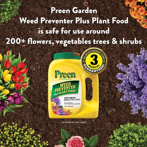 Miniatura 6 de Preen Garden Weed Preventer Plus Plant Food 31.3 lb. Bolsa - Fertilizante granular multiusos con control de malezas preemergente para jardines