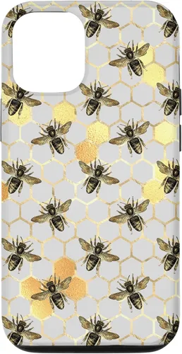 Miniatura 26 de iPhone 12 Pro Max Bumble Bee - Honeycomb Apicultor amarillo Abeja patrón caso