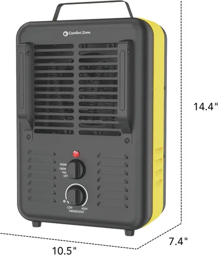 Miniatura 9 de Comfort Zone Calentador eléctrico de 1500 W estilo Milkhouse - Calentador portátil de taller y garaje con termostato ajustable, 2 ajustes de calor