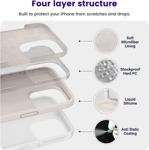 Miniatura 3 de OTOFLY Diseñado para iPhone 15 Pro Case, Funda de Silicona Resistente a Golpes Delgada y Fina para iPhone 15 Pro (6.1 pulgadas), (Stone)