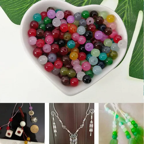 Miniatura 4 de 1500 cuentas redondas de vidrio de 0.236 pulgadas a granel, cuentas de jade imitativo, cuentas sueltas para hacer joyas, aretes, collares