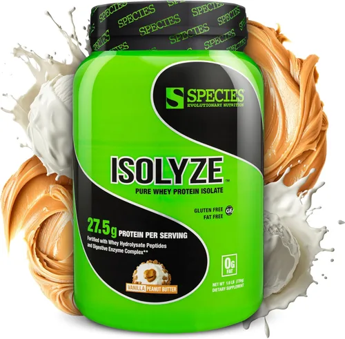 Miniatura 15 de Species Nutrition Isolyze - Proteína de suero en polvo, 100% aislado de suero de leche para construcción muscular, 0.71 oz de proteína por