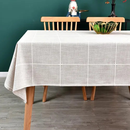 Miniatura 13 de Mantel de Algodón Resistente para Mesa Cuadrada Estilo Granja Vintage Mantel Lavable Cobertura de Mesa Rústica (Gris, 52''x52'')