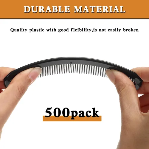 Miniatura 4 de Yaomiao 500 peines de bolsillo negros a granel de 5 pulgadas de plástico para cabello y viaje de dientes finos para mujeres y hombres