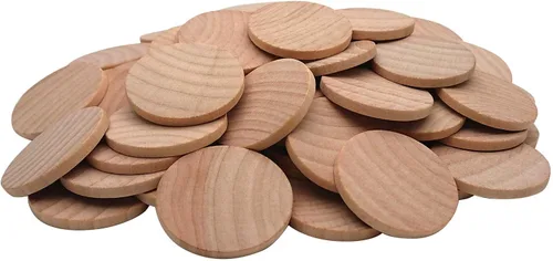 Miniatura 2 de Monedas de madera natural de 1.5 pulgadas sin terminar, piezas redondas de madera para proyectos de manualidades y artes, 50 por paquete.