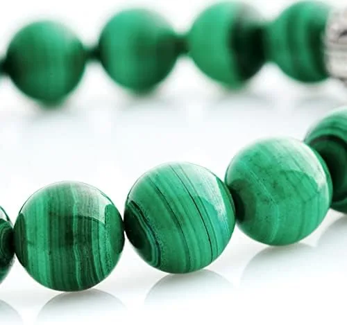 Miniatura 4 de DHYANARSH Pulsera de malaquita AAA natural original, joyería de malaquita auténtica, piedras curativas y cristales, joyería de yoga, Gema, Ágata