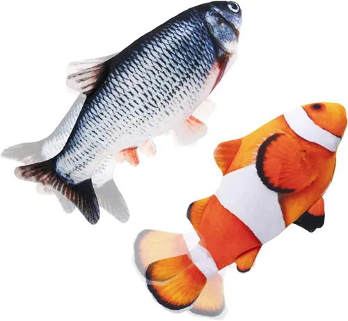 Juguetes interactivos para gatos que flotan peces con hierba gatera, juguetes para gatos en movimiento para gatos de interior, paquete de 2, juguete