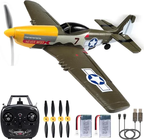 Miniatura 13 de Avión RC P51 de 4 canales con control remoto Aileron/Aerobatic/3Level FC/Gyro estabilizador fácil control para niños adultos principiantes Mejor