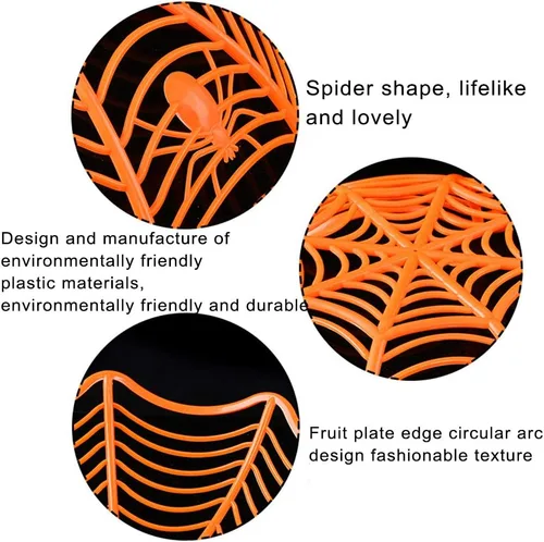 Miniatura 7 de Creative Spider Web Galleta Frutas Candy Plate Basket Bowl Halloween Funny Party Decor Negro