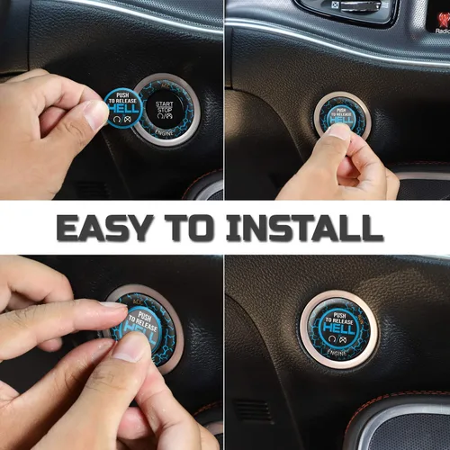 Miniatura 5 de TOOLEPIC Cubierta de botón de arranque para Dodge Challenger Charger Durango Accesorios 2015-2025 - Kit de interruptor de encendido y parada