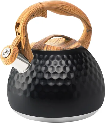 Miniatura 23 de Hervidor de Té Foedo para Estufa, Teteras Silbantes de 2.6 Cuartos para Estufa, Mango Plegable Resistente al Calor, Tetera Bonita (Beige)