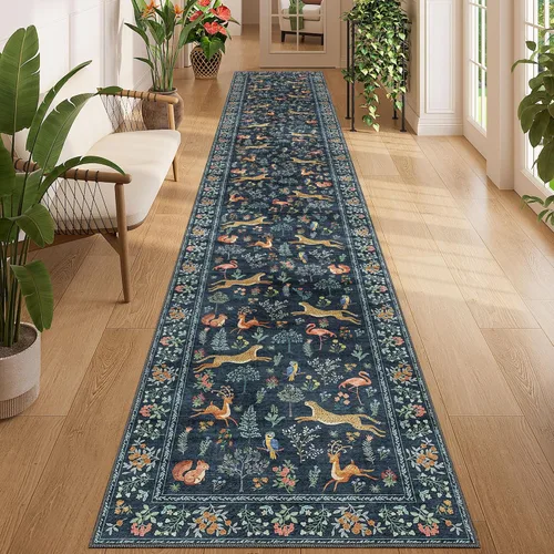 Miniatura 242 de DUKINO Alfombra de área de 6 x 9 pies, alfombra floral para sala de estar, ligera, antideslizante, lavable, alfombra de interior de pelo bajo