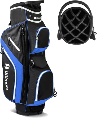 Bolsa de carrito de golf Tangkula con divisores superiores de 14 vías, bolsa ligera para palos de golf con 9 bolsillos, bolsa con enfriador, soporte