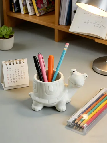 Miniatura 6 de Maceta de cerámica para plantas pequeñas de interior, maceta multiusos para suculentas, soporte para bolígrafos de escritorio, organizador