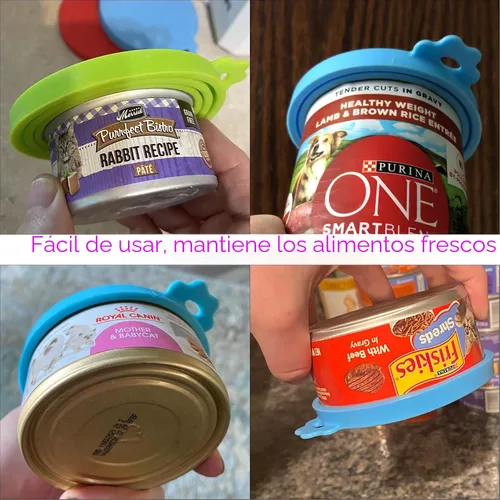 Miniatura 3 de Paquete de 4 Tapas de Latas de Comida para Mascotas de Silicona para Comida de Perros y Gatos