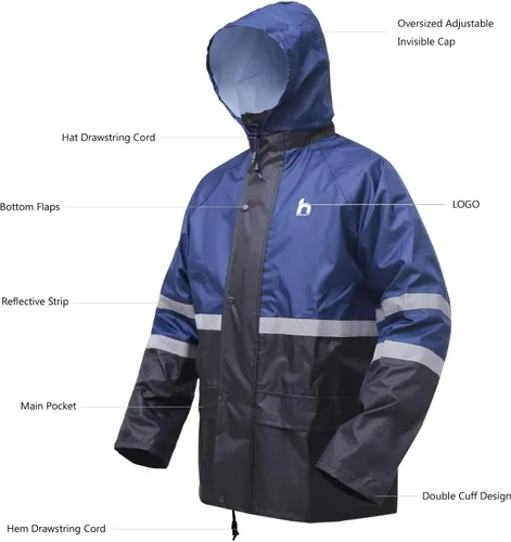 Miniatura 2 de DUP Traje de lluvia para hombres y mujeres, chaquetas y pantalones reflectantes, impermeables, para el trabajo, ligero, abrigo de lluvia