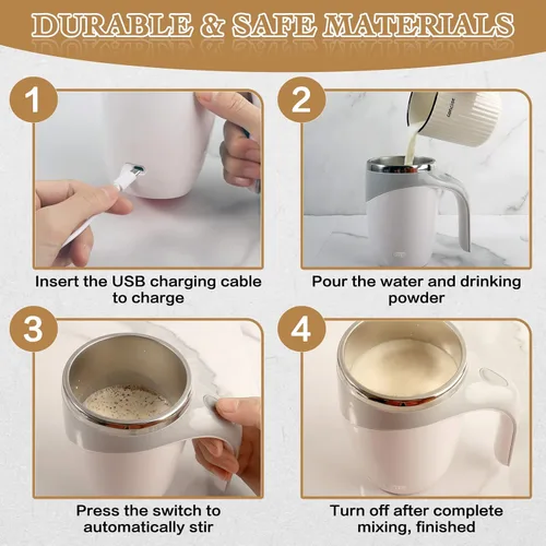 Miniatura 4 de Taza autoagitadora, taza de café magnética automática recargable, taza de café autoagitable, taza giratoria de viaje para oficina en casa