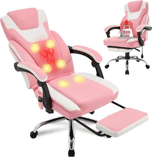 Miniatura 9 de Silla de oficina de masaje con reposapiés, sillas de oficina ejecutivas de vibración y calor de 6 puntos, silla de computadora ergonómica