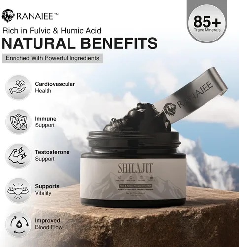 Miniatura 2 de Resina Shilajit para hombres y mujeres – Auténtico shilajit del Himalaya con ácido fúlvico, resina mineral negra pura, 1.06 oz 75 porciones
