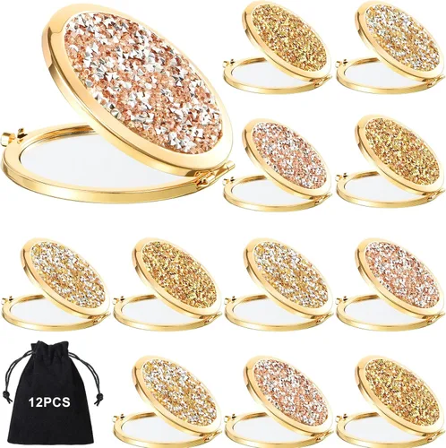 Miniatura 9 de Cindeer 48 piezas de espejo pequeño compacto plegable de bolsillo para maquillaje redondo de mano cosmético con aumento, espejo compacto