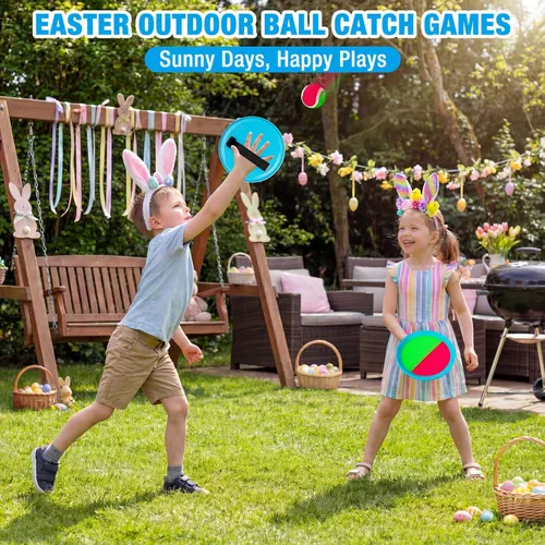 Miniatura 3 de Ayeboovi, Juego de pelotas para lanzar y atrapar con 6 paletas y 3 pelotas, juegos al aire libre para niños, juguetes de playa, piscina, patio
