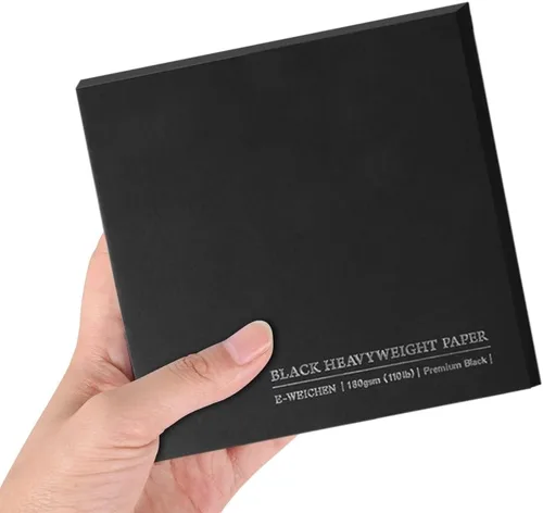 Miniatura 19 de Mifuner Cuaderno de bocetos cuadrado de tapa dura azul profundo, 4.7 x 4.7 pulgadas, 42 hojas de libro de arte de 250 GSM, papel ultra suave, ideal