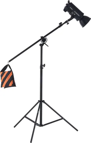Miniatura 11 de VEVOR Soporte de luz de aluminio, altura máxima de 12.8 pies/153.5 in, soporte de fotografía ajustable con brazo de pluma, bolsa de arena, carga
