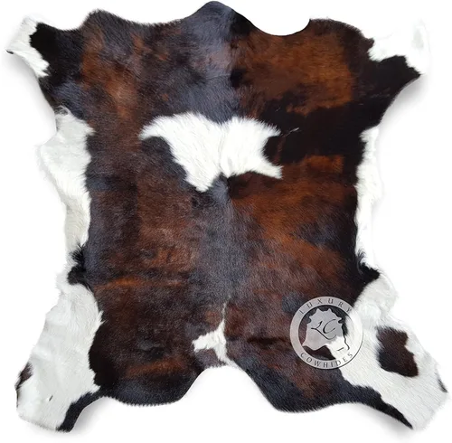 Miniatura 9 de Sunshine Cowhides Alfombra de piel de vaca 100 % genuina, color blanco y negro, alfombra de piel de becerro de estilo moderno y alfombra de área