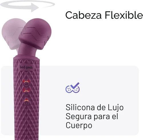 Miniatura 4 de Bed Geek - Masajeador personal de varita con nueva función de memoria, portátil, inalámbrico, impermeable, puerto USB para recarga, masaje de 20