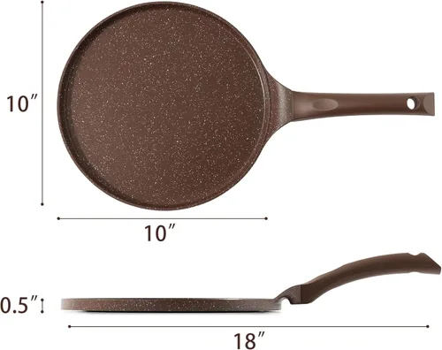 Miniatura 6 de SENSARTE Sartén Antiadherente para Crepes, Sartén Dosa con Revestimiento de Granito Suizo Sartén Plana para Panqueques Tawa Parrilla de 10 Pulgadas