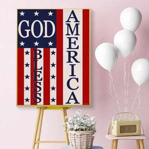 Miniatura 2 de UPABLUNSO Regalo de Navidad God Bless America 4 de julio Patriotic American Memorial Day Kit de pintura de diamantes para adultos, arte de diamantes